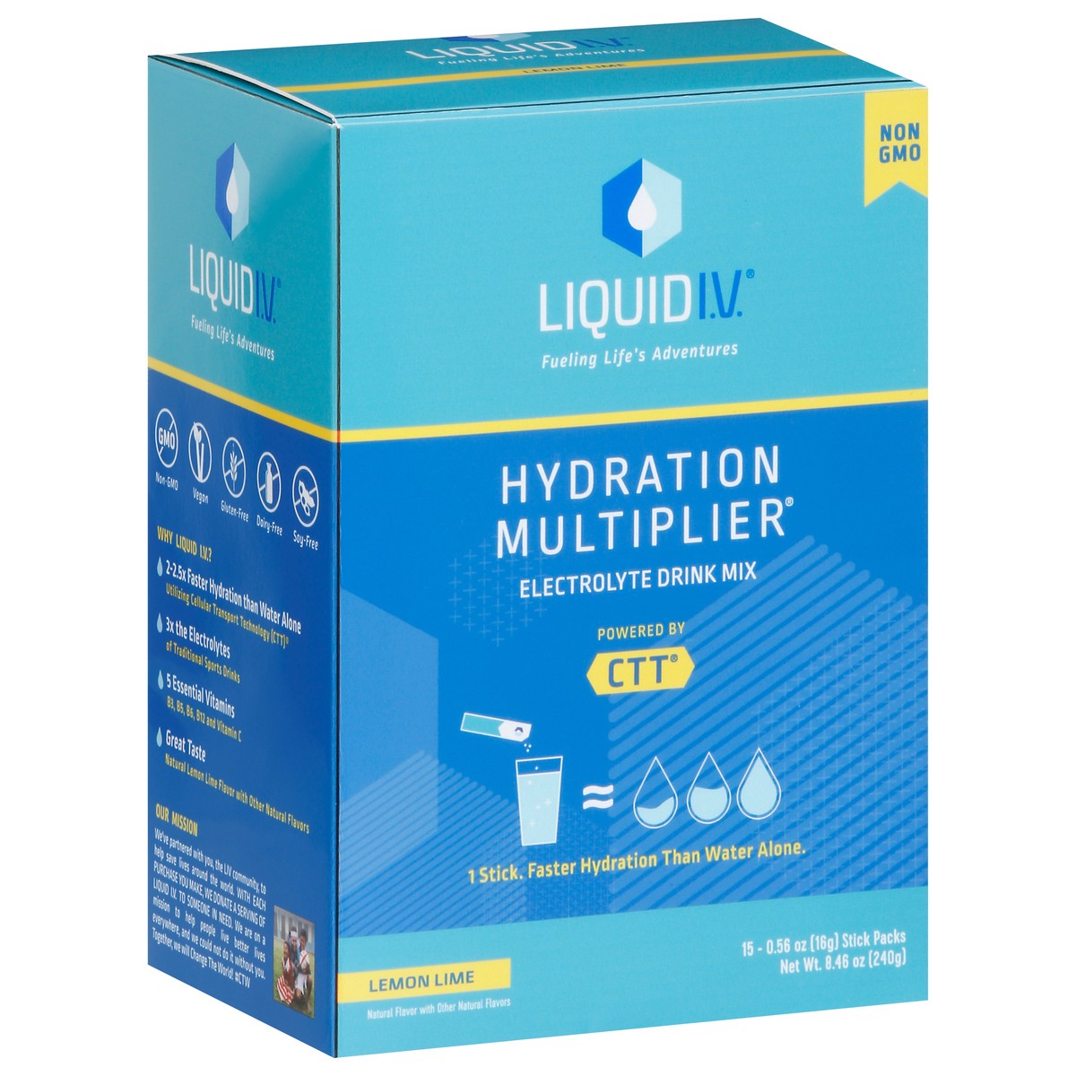 slide 3 of 9, Liquid I.V. Hydration Multiplier - Lemon Lime - Hydration Powder Packets | Electrolyte Powder Drink Mix | Convenient Single-Serving Sticks | Non-GMO | 15 Sticks, 15 ct