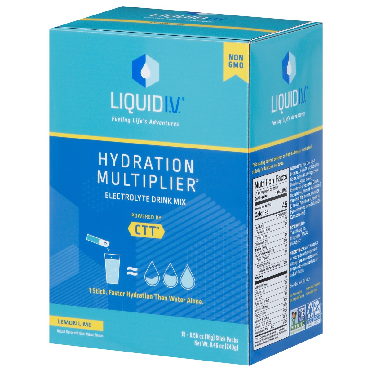 slide 4 of 9, Liquid I.V. Hydration Multiplier - Lemon Lime - Hydration Powder Packets | Electrolyte Powder Drink Mix | Convenient Single-Serving Sticks | Non-GMO | 15 Sticks, 15 ct