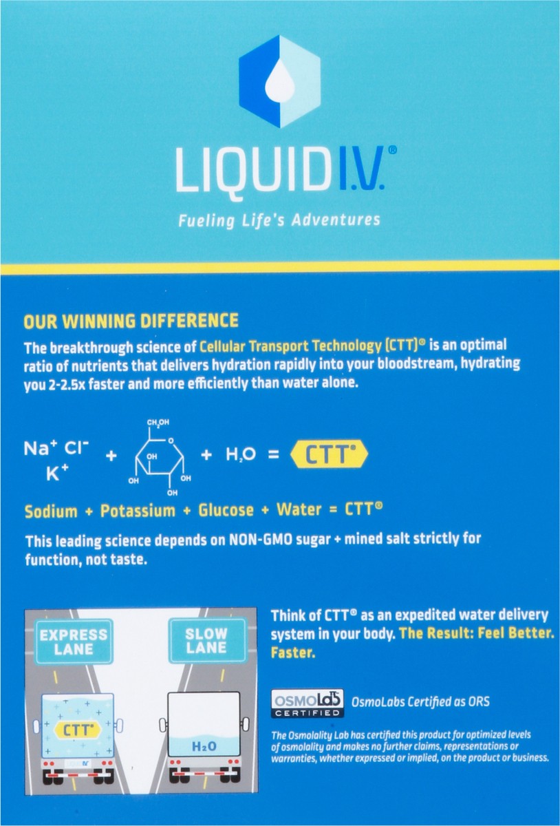 slide 6 of 9, Liquid I.V. Hydration Multiplier - Lemon Lime - Hydration Powder Packets | Electrolyte Powder Drink Mix | Convenient Single-Serving Sticks | Non-GMO | 15 Sticks, 15 ct