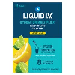 Liquid I.V. Hydration Multiplier - Lemon Lime - Hydration Powder Packets | Electrolyte Powder Drink Mix | Convenient Single-Serving Sticks | Non-GMO | 15 Sticks