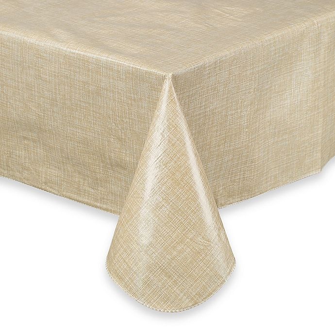 slide 1 of 1, Monterey Vinyl Tablecloth - Natural, 60 in x 120 in