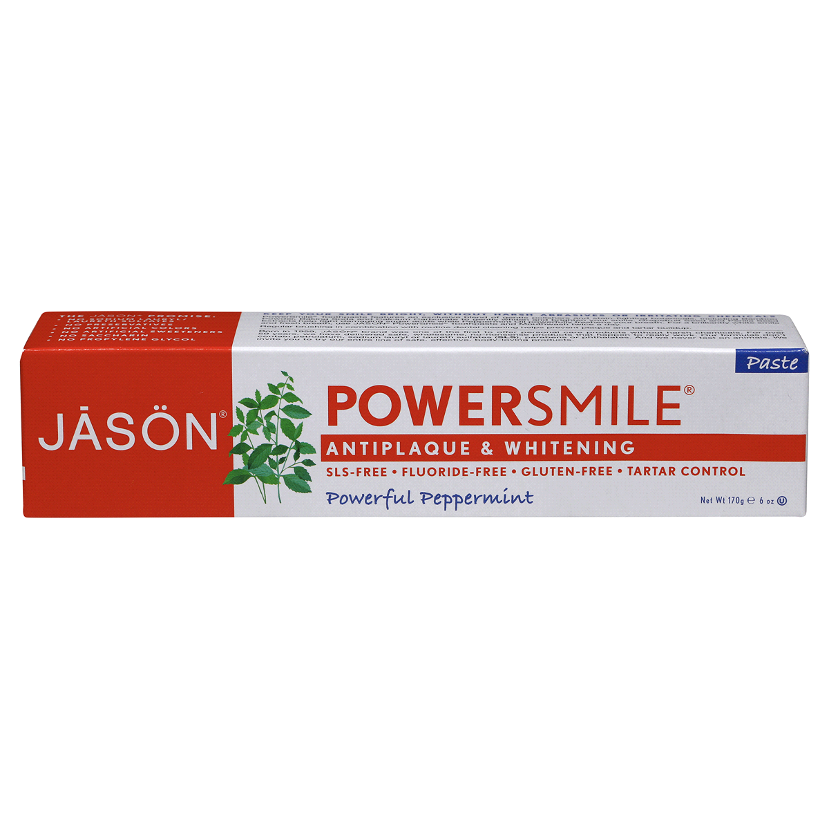 slide 5 of 7, Jason JĀSON Power Smile Powerful Peppermint Whitening Toothpaste 6 oz. Box, 6 oz
