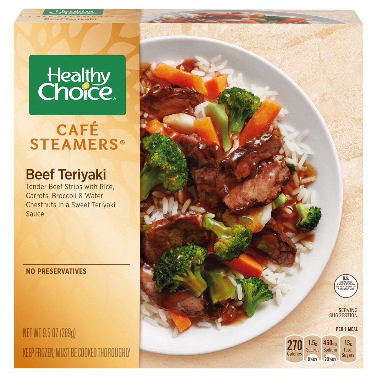 slide 1 of 5, Healthy Choice Café Steamers Beef Teriyaki, Frozen Meal, 9.5 oz., 9.5 oz
