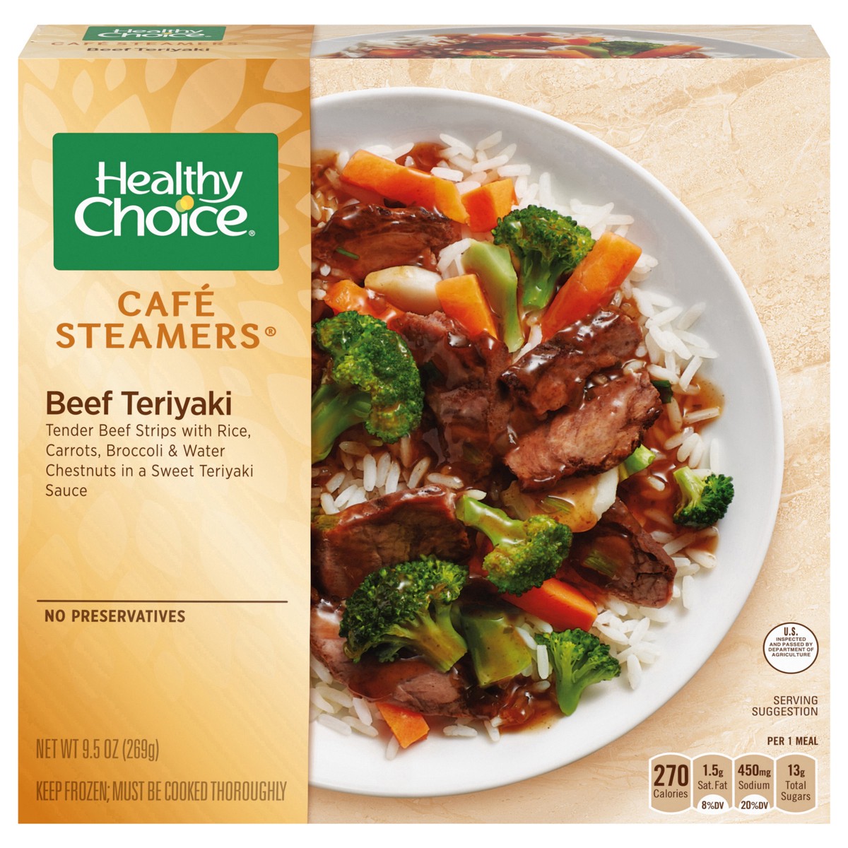 slide 1 of 5, Healthy Choice Café Steamers Beef Teriyaki, Frozen Meal, 9.5 oz., 9.5 oz