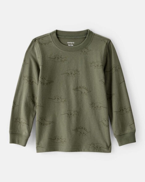 slide 1 of 2, Carter's Toddler Boy Dinosaur Print Long-Sleeve Tee - Green Green 2T, 1 ct