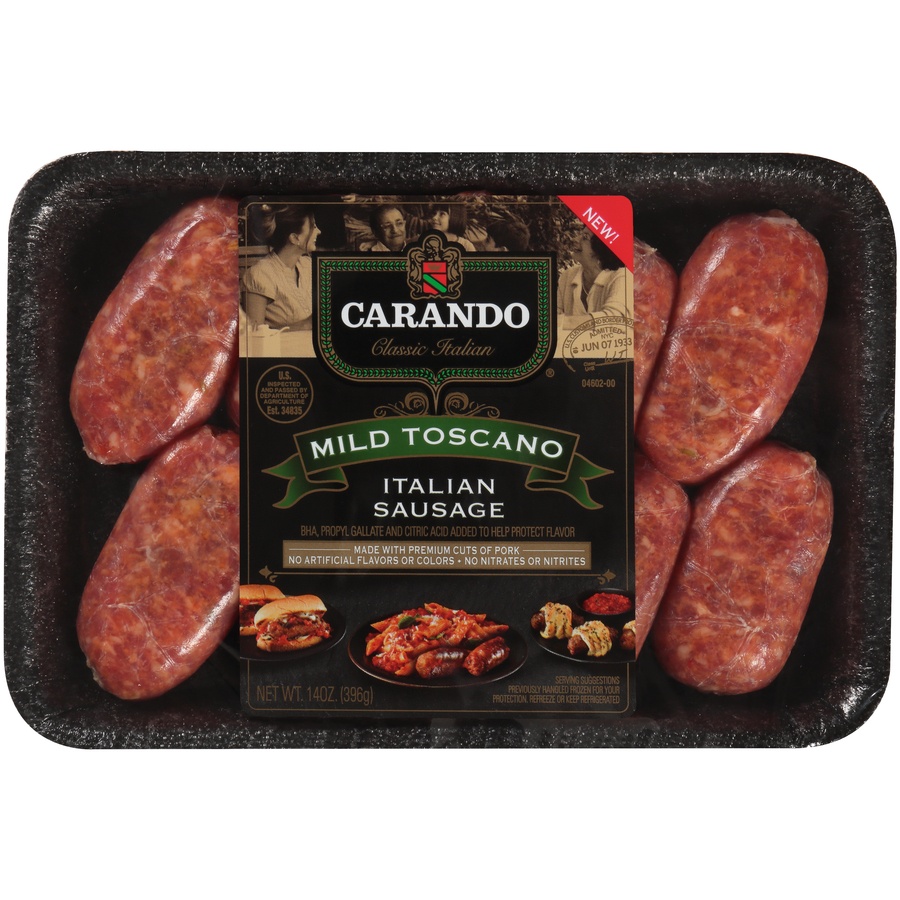 slide 1 of 8, Carando Mild Toscano Italian Sausage, 14 oz