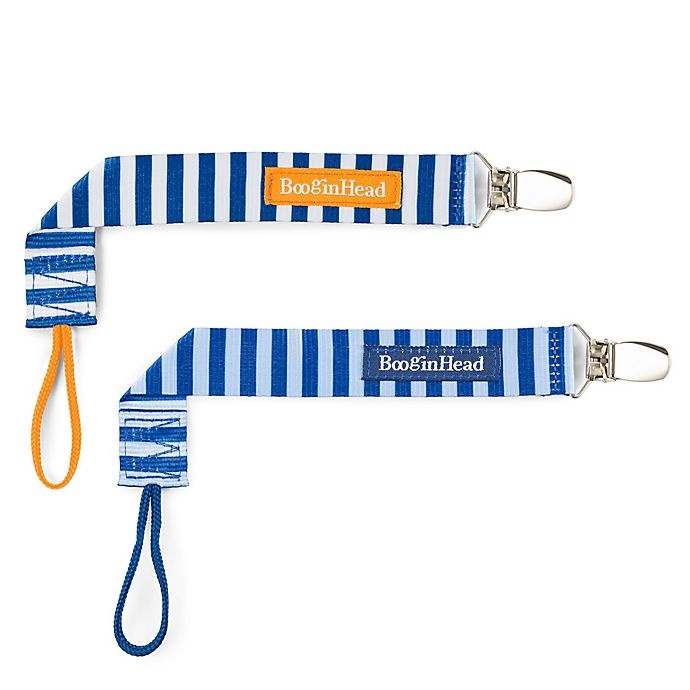 slide 1 of 7, BooginHead PaciGrip Nautical Pacifier Straps - Blue, 2 ct