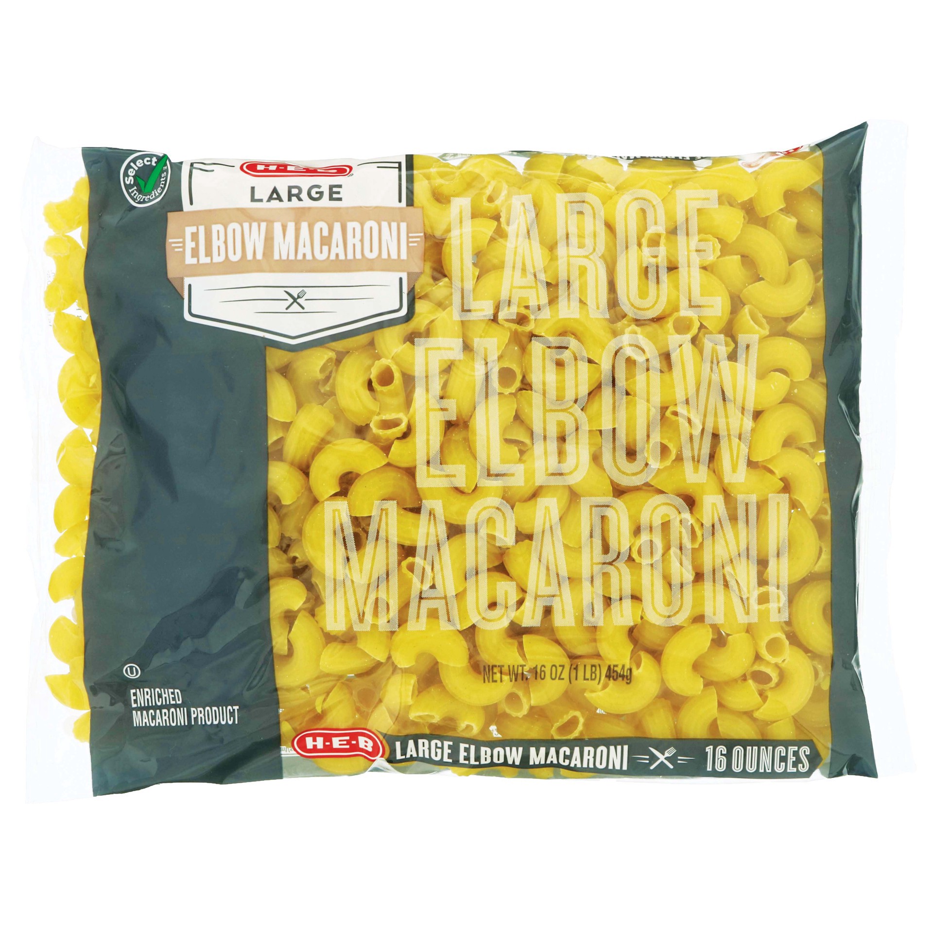 slide 1 of 1, H-E-B Large Elbow Macaroni, 16 oz