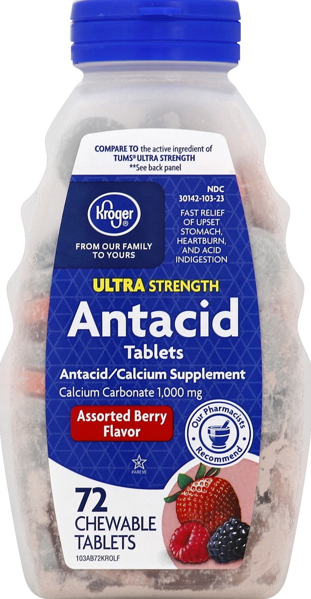 slide 1 of 3, Kroger Antacid Ultra Assorted Berry Tablets, 72 ct