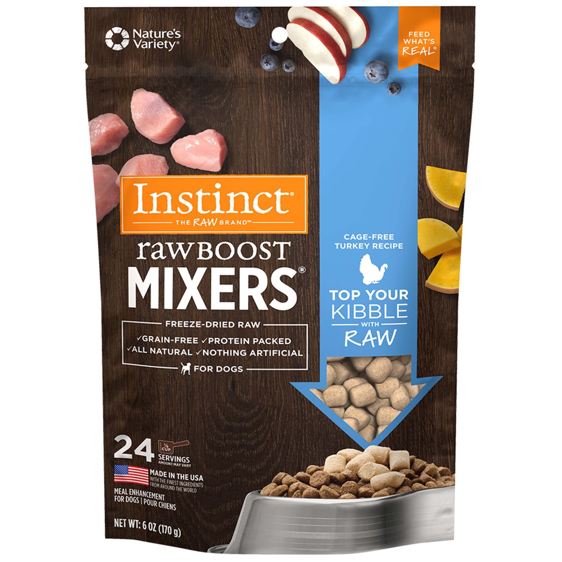 slide 1 of 1, Instinct Freeze Dried Raw Boost Mixers Grain Free Turkey All Natural Dog Food Topper by Nature's Variety, 6 oz