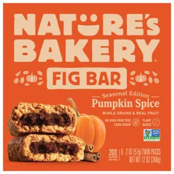 Nature's Bakery Pumpkin Spice Whole Wheat Fig Bars, Snack Bars, 6 Ct