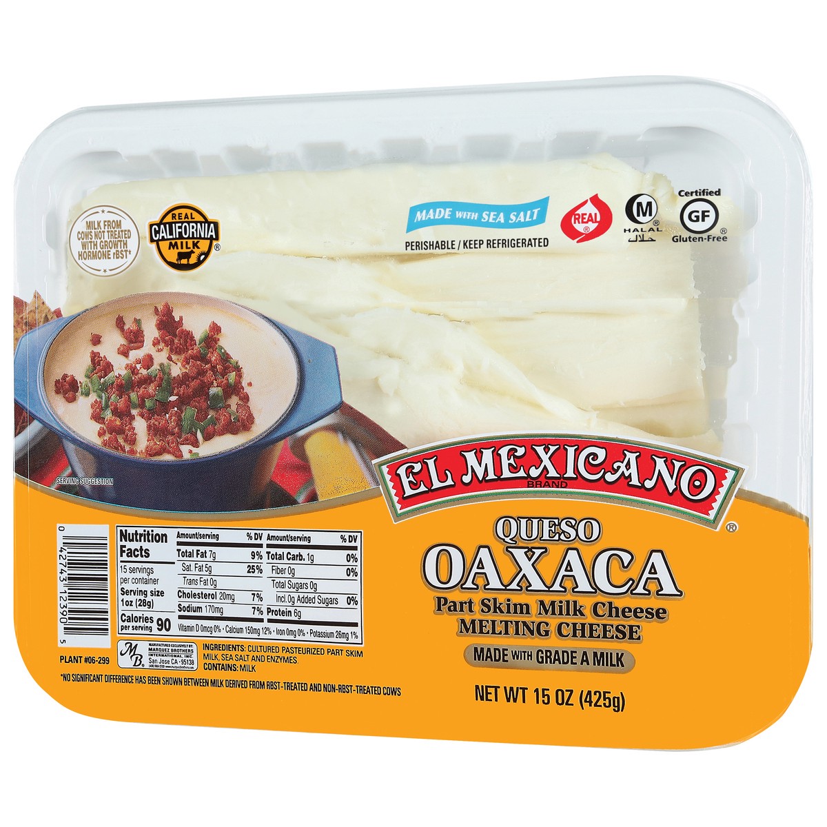 slide 14 of 14, El Mexicano Part Skim Queso Oaxaca Melting Cheese - 15 oz, 15 oz