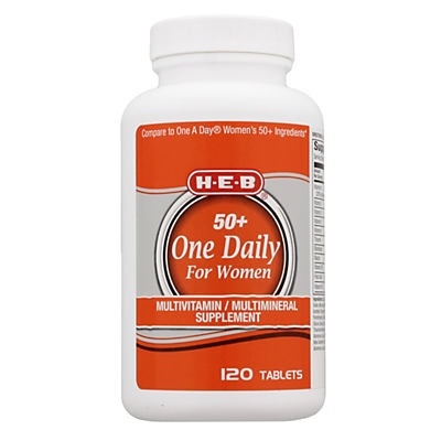 slide 1 of 1, H-E-B 50+ One Daily For Women Multivitamin, 120 ct