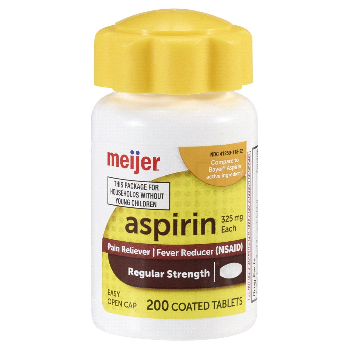 slide 1 of 17, Meijer Aspirin Tablet, Easy Open Cap, 325mg, 200 ct