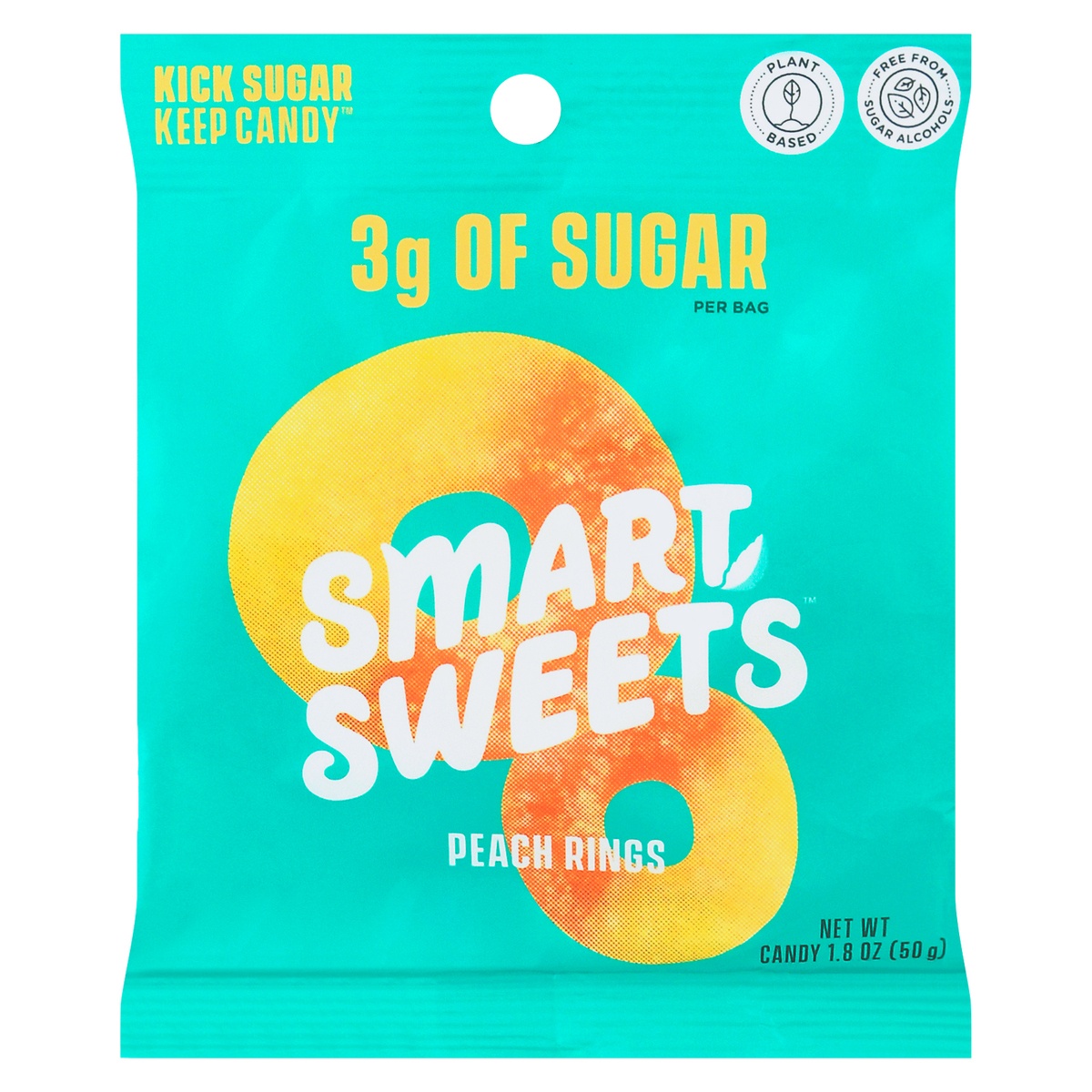 slide 1 of 5, Smart SweetsCandy Peach Rings, 1.8 oz