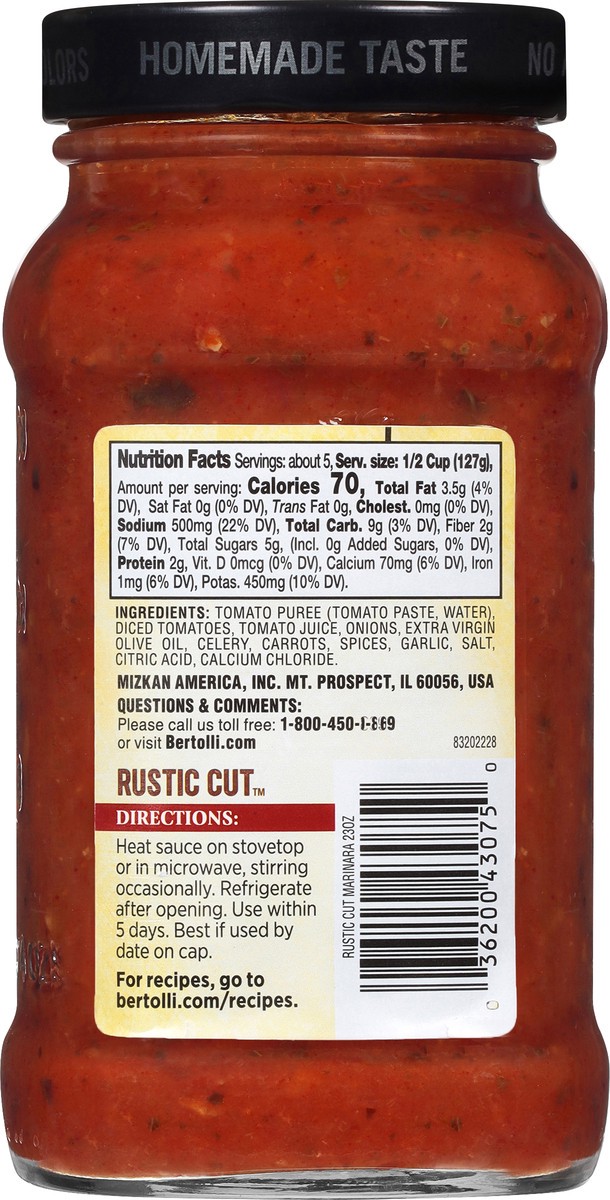 slide 10 of 11, Bertolli Rustic Cut Marinara and Traditional Vegetables Pasta Sauce, 