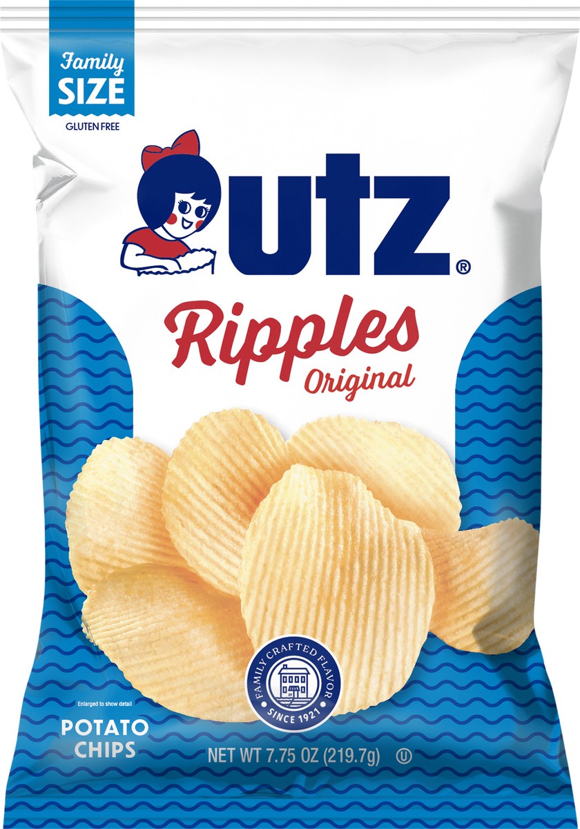 slide 5 of 7, Utz Ripples Potato Chips, Gluten-Free, Original, Family Size, 7.75 oz Bag, 7.75 oz