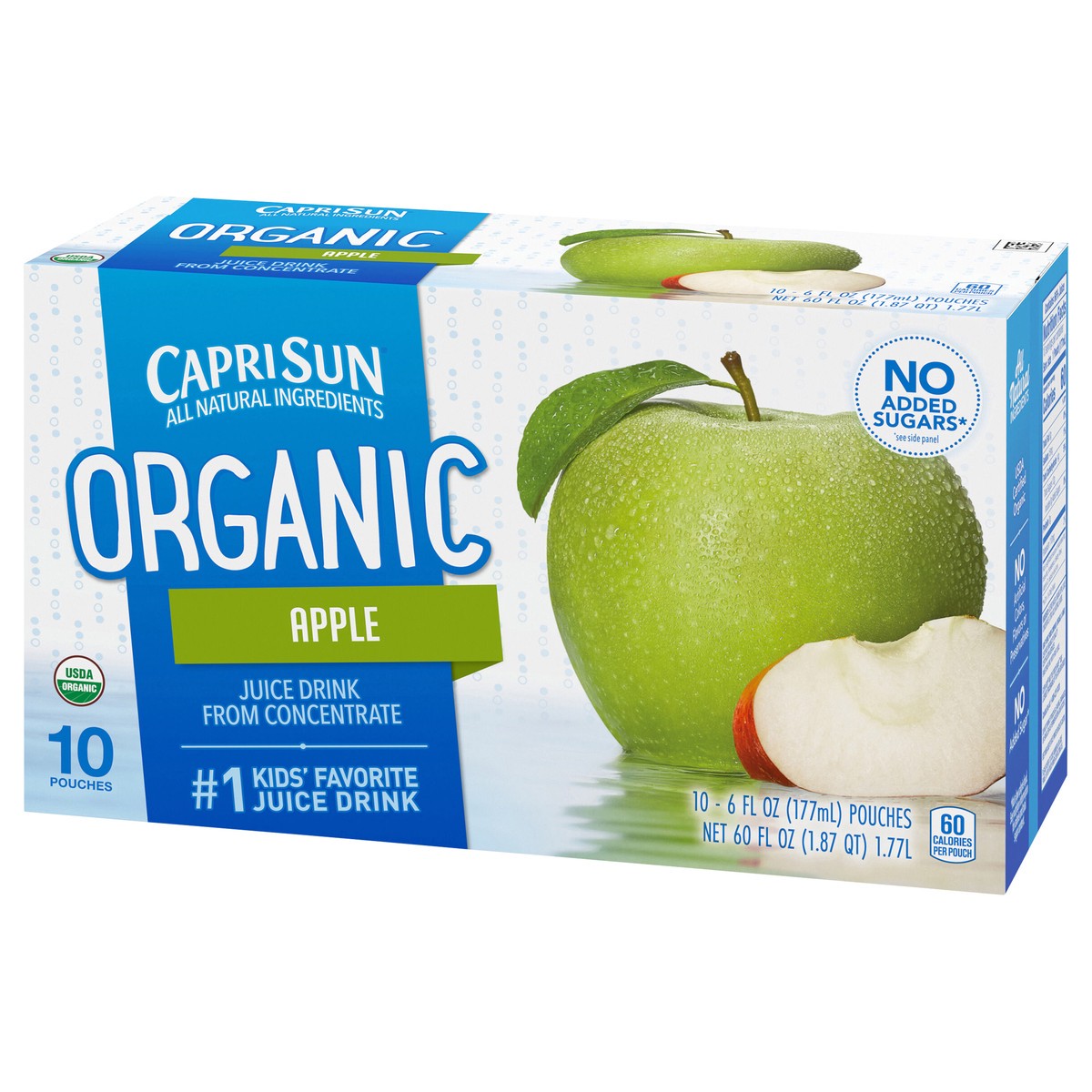 slide 3 of 9, Capri Sun Organic Apple Juice Naturally Flavored Drink, 10 ct Box, 6 fl oz Pouches, 10 ct