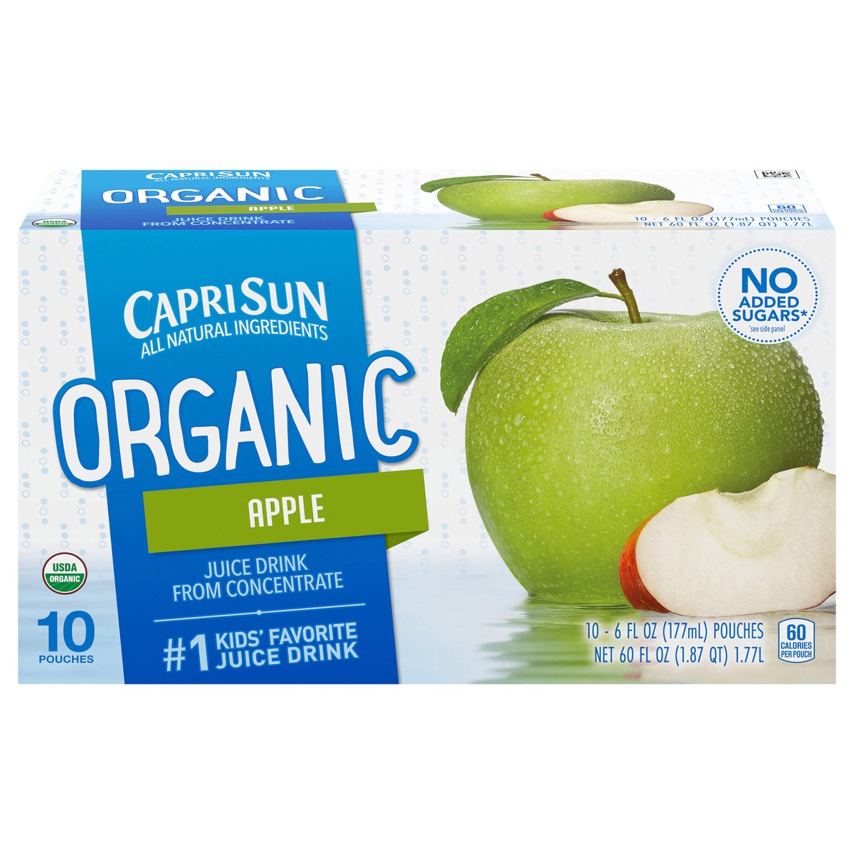 slide 1 of 9, Capri Sun Organic Apple Juice Naturally Flavored Drink, 10 ct Box, 6 fl oz Pouches, 10 ct