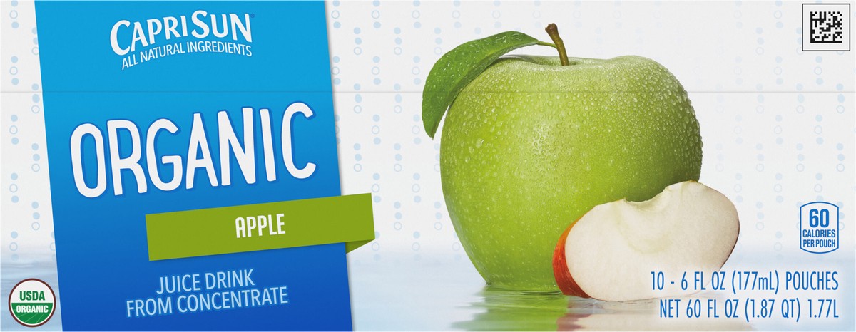 slide 6 of 9, Capri Sun Organic Apple Juice Naturally Flavored Drink, 10 ct Box, 6 fl oz Pouches, 10 ct