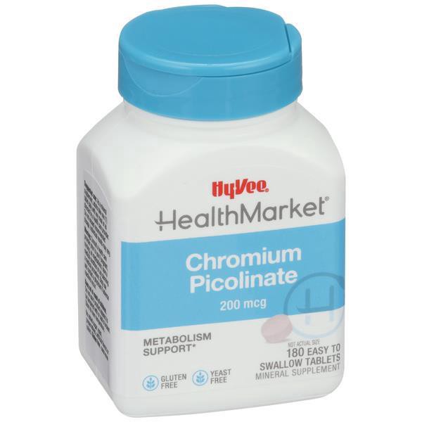 slide 1 of 1, Hy-Vee Healthmarket Chromium Picolinate 200mcg Tablets, 180 ct