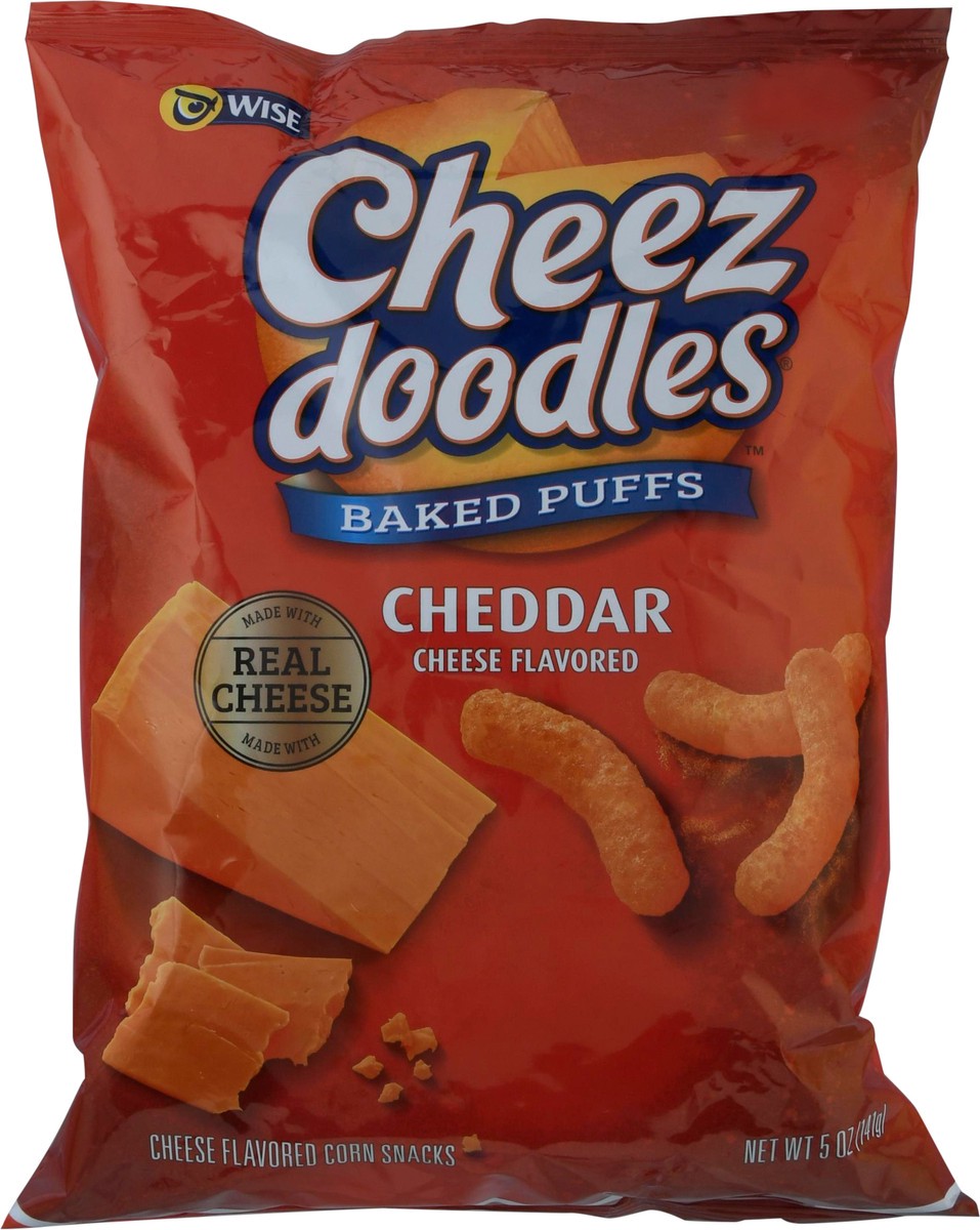 slide 2 of 9, Wise Cheez Doodles Baked Puffs Cheddar Cheese Flavored Corn Snacks 5 oz, 5 oz