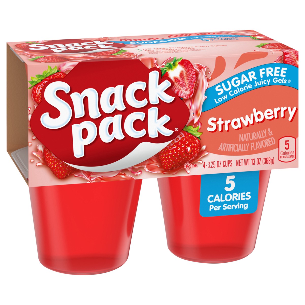 slide 12 of 14, Snack Pack Sugar Free Strawberry Flavored Juicy Gels, 3.25 oz Snack Cups, 4 Count, 4 ct