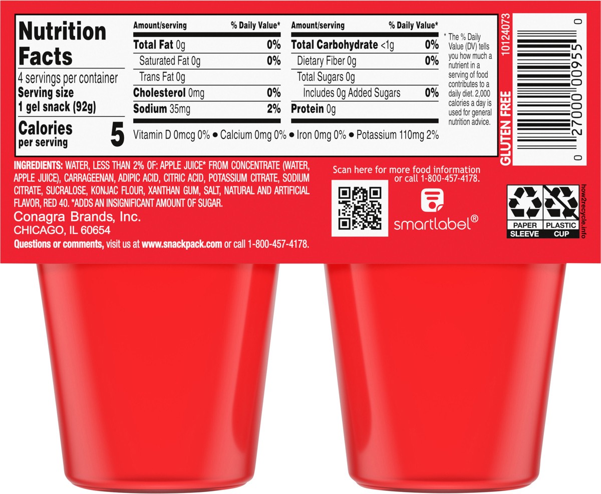 slide 5 of 14, Snack Pack Sugar Free Strawberry Flavored Juicy Gels, 3.25 oz Snack Cups, 4 Count, 4 ct