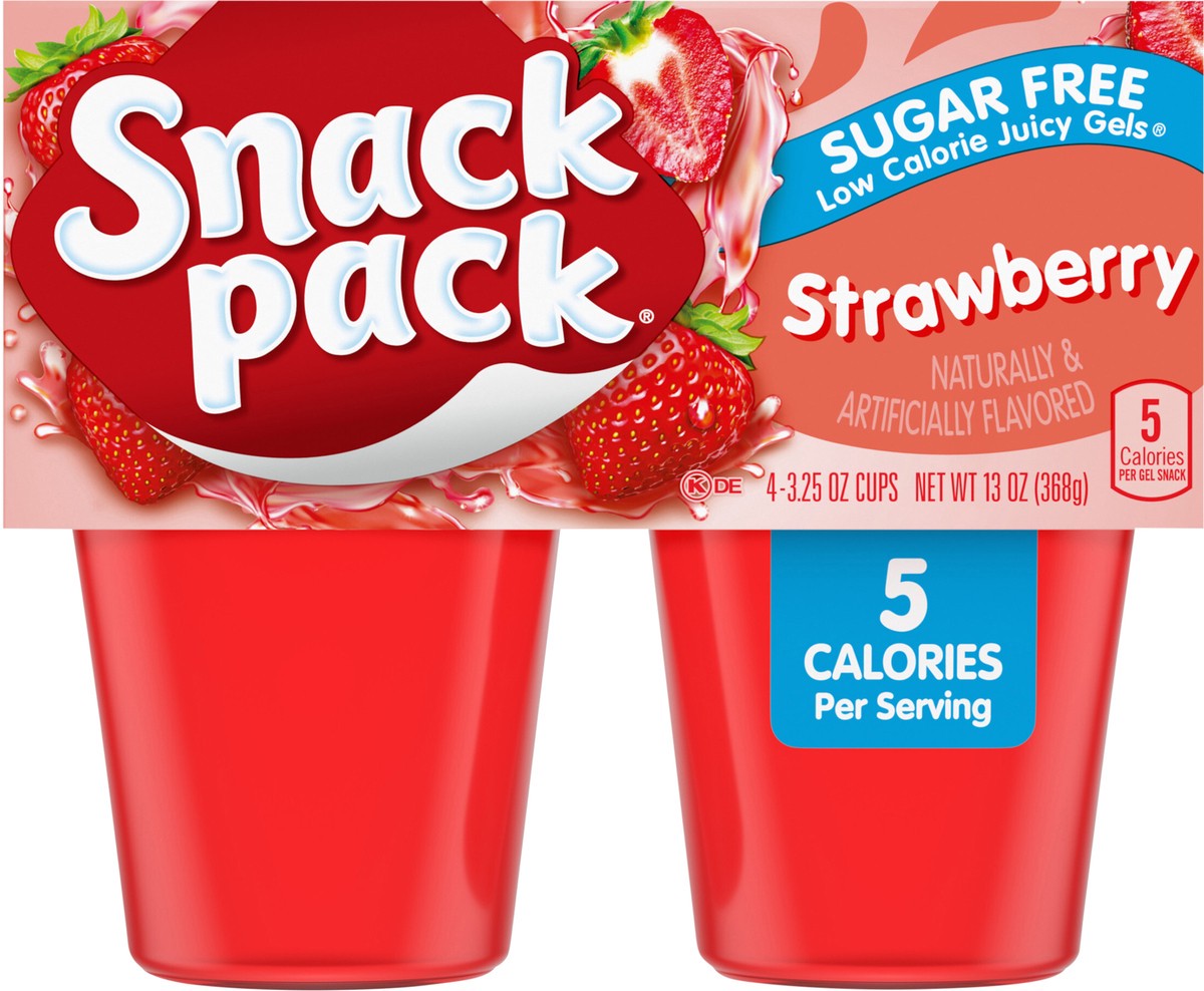 slide 9 of 14, Snack Pack Sugar Free Strawberry Flavored Juicy Gels, 3.25 oz Snack Cups, 4 Count, 4 ct