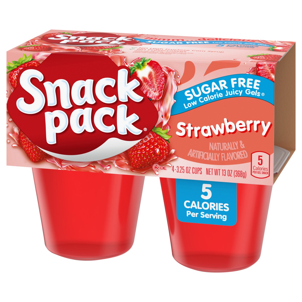 slide 10 of 14, Snack Pack Sugar Free Strawberry Flavored Juicy Gels, 3.25 oz Snack Cups, 4 Count, 4 ct