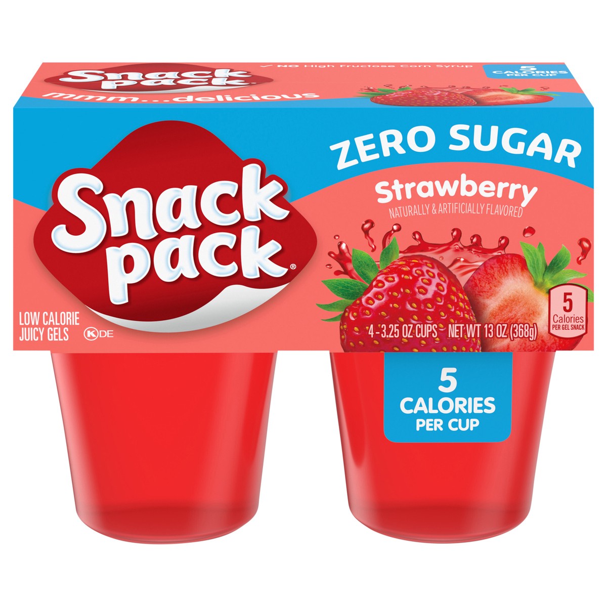 slide 1 of 14, Snack Pack Sugar Free Strawberry Flavored Juicy Gels, 3.25 oz Snack Cups, 4 Count, 4 ct