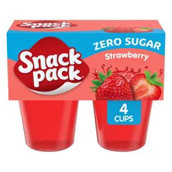 Snack Pack Sugar Free Strawberry Flavored Juicy Gels, 3.25 oz Snack Cups, 4 Count