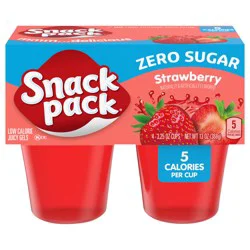Snack Pack Sugar Free Strawberry Flavored Juicy Gels, 3.25 oz Snack Cups, 4 Count