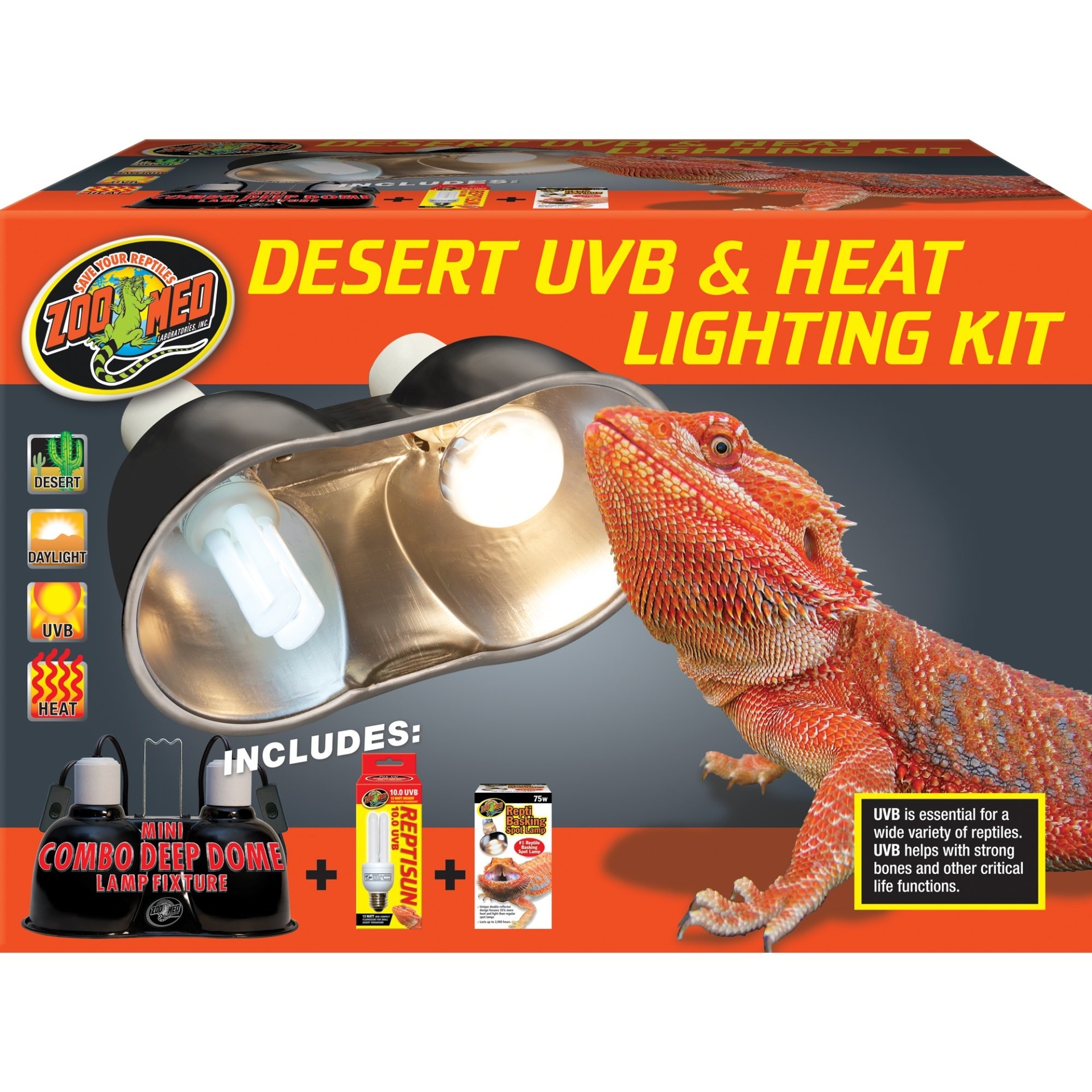 slide 1 of 1, Zoo Med Desert UVB & Heat Lighting Dual Kit, 1 ct