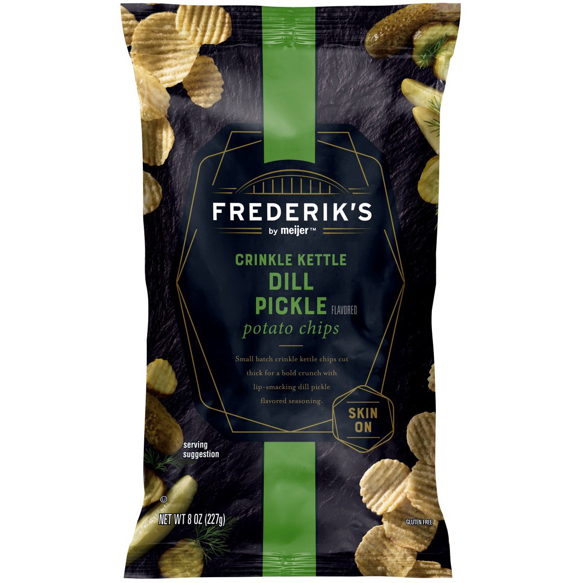slide 1 of 5, FREDERIKS BY MEIJER Frederik's by Meijer Crinkle Kettle Chips Dill Pickle, 8 oz