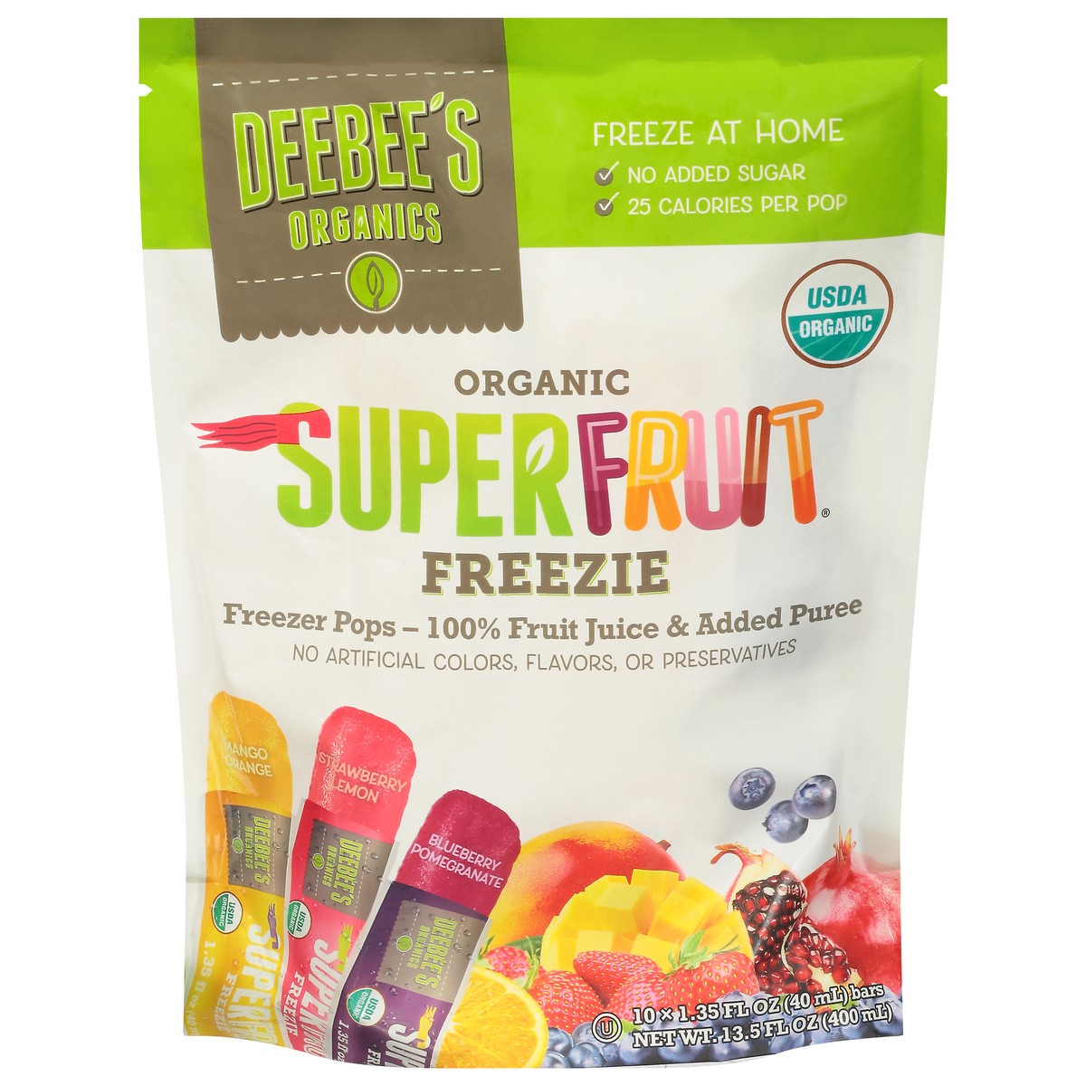 slide 1 of 9, DeeBee's Organics® Superfruit freezer pops, 10 x 1.35 fl oz