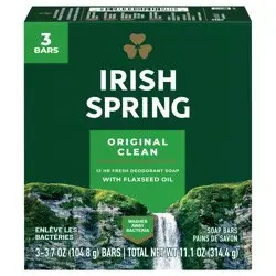 Irish Spring Original Clean Deodorant Bar Soap for Men, 3.7 oz, 3 Pack