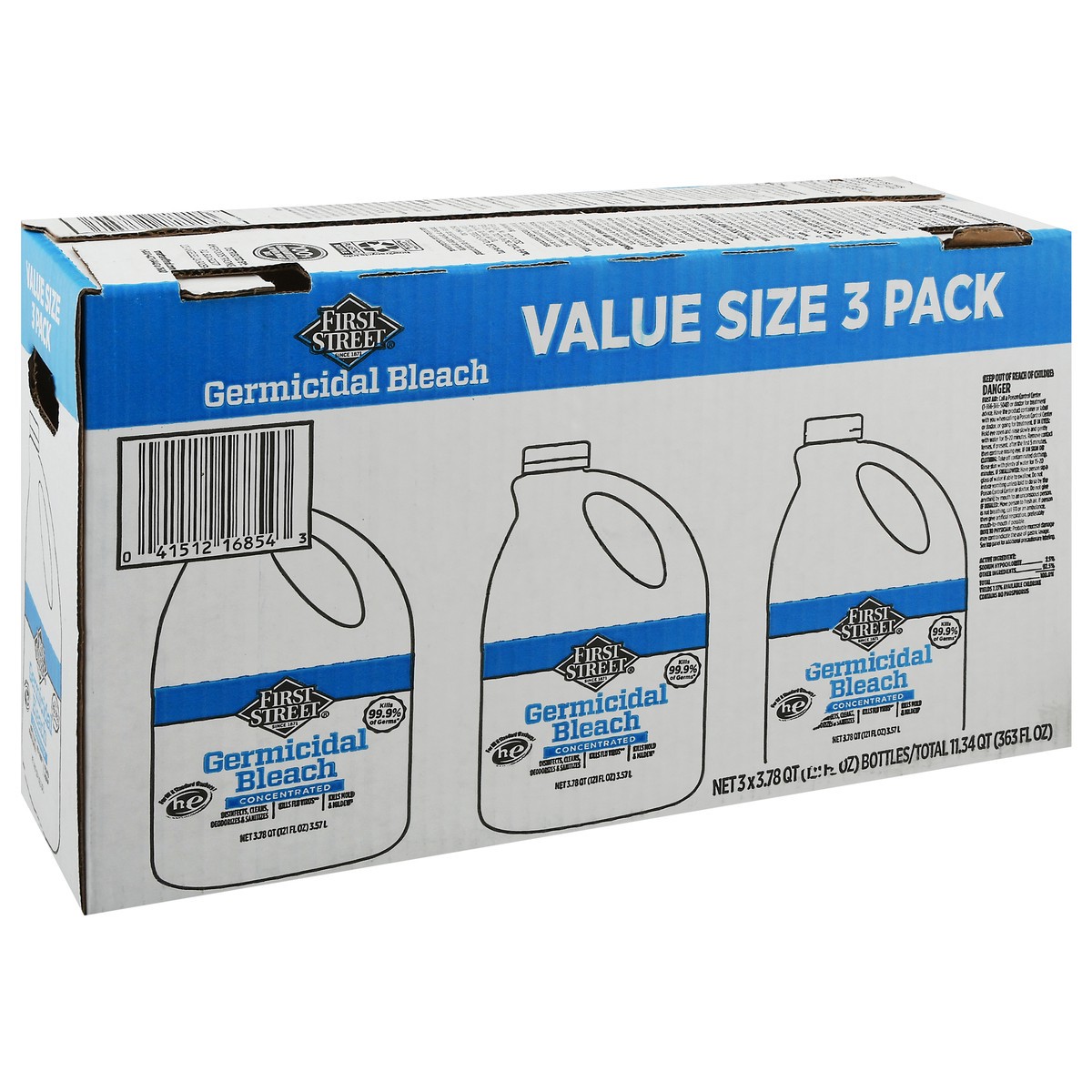 slide 6 of 12, A1/First Street Germicidal Bleach, 3 x 121 oz