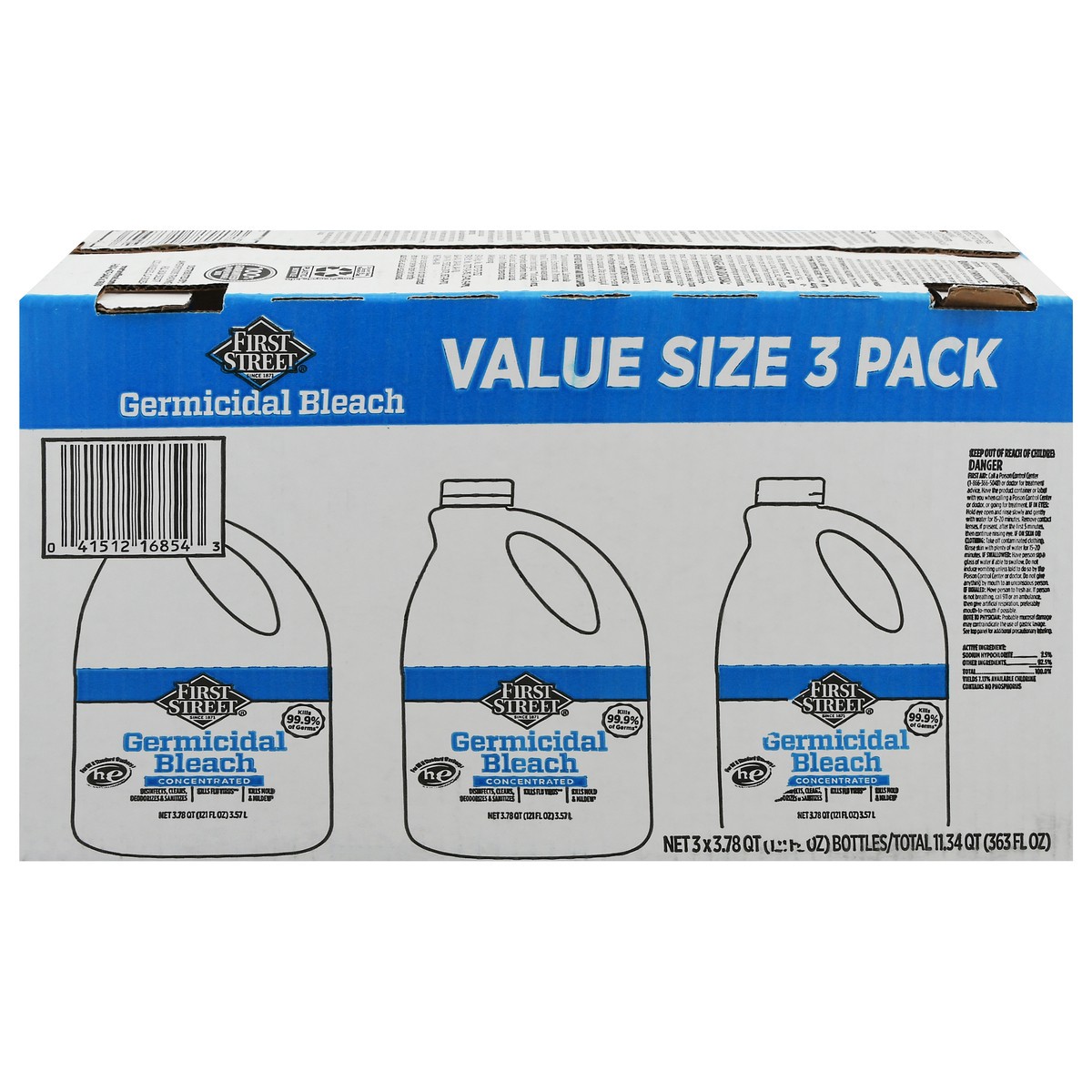 slide 4 of 12, A1/First Street Germicidal Bleach, 3 x 121 oz