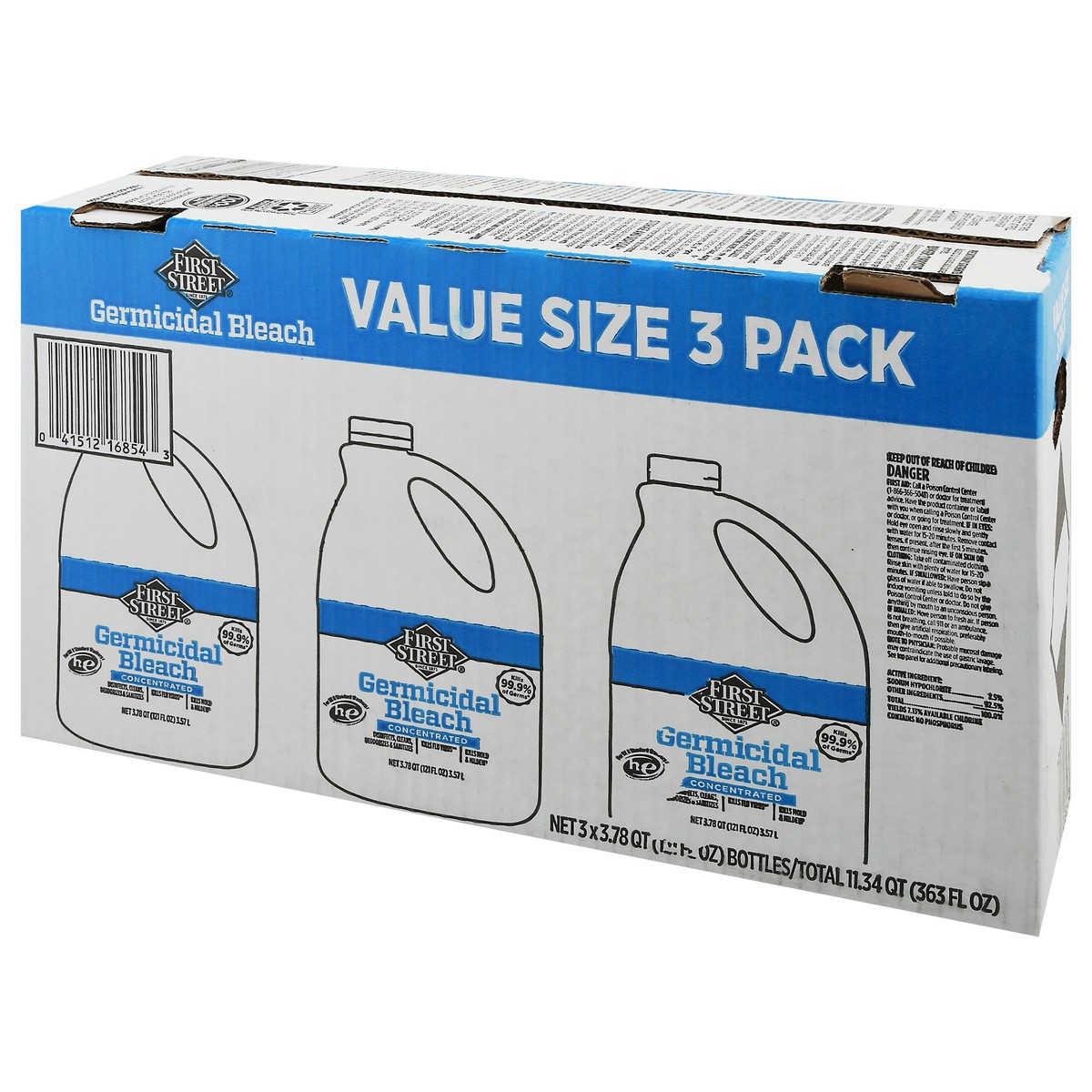 slide 5 of 12, A1/First Street Germicidal Bleach, 3 x 121 oz