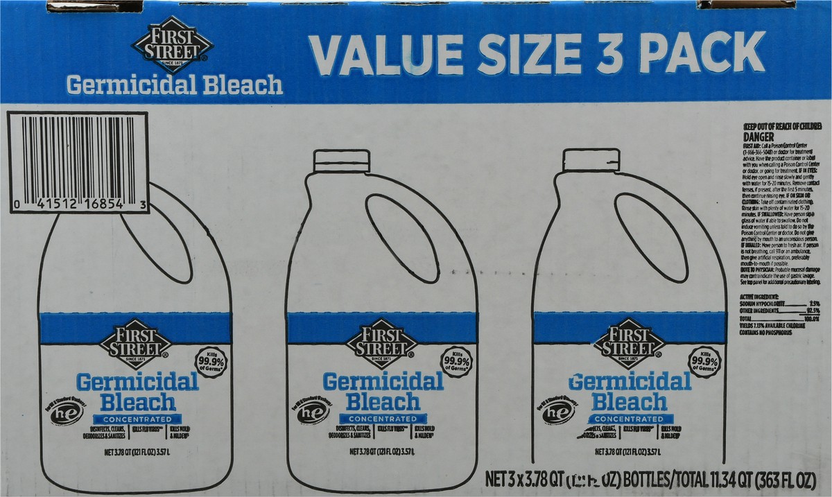 slide 1 of 12, A1/First Street Germicidal Bleach, 3 x 121 oz