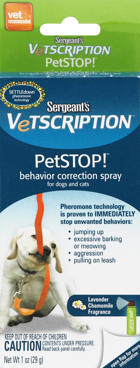 slide 4 of 4, Sergeant's PetStop! Behavior Correction Spray, for Dogs and Cats, Lavender Chamomile Fragrance, 1 oz