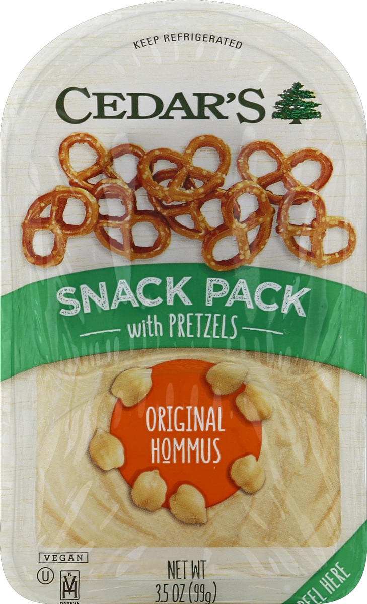 slide 2 of 4, Cedar's Foods Orginal Hummus with Pretzels Snack Pack, 3.5 oz