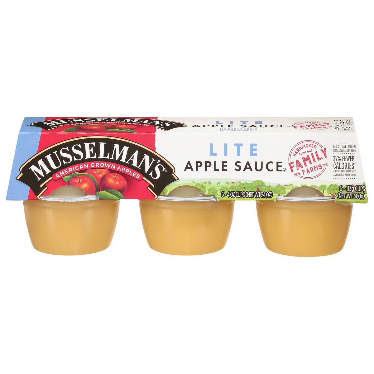 slide 1 of 13, Musselman's Lite Apple Sauce 6 - 4 oz., 6 ct