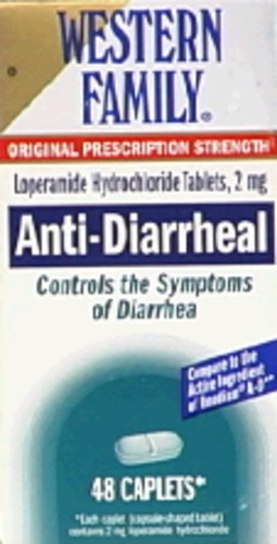 slide 1 of 1, Western Family Anti Diarrheal Caplet, 48 ct