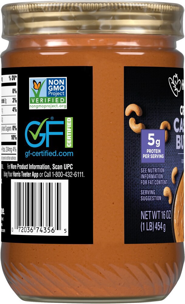 slide 3 of 4, Harris Teeter Unsweetened Creamy Cashew Butter, 16 oz