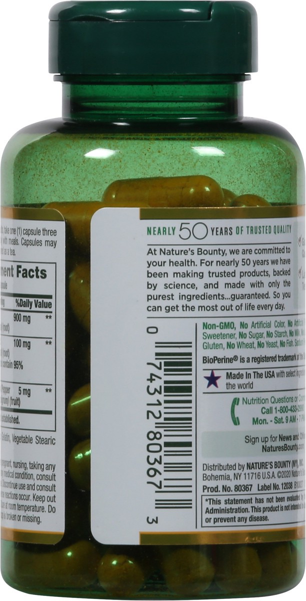 slide 7 of 9, Nature's Bounty Turmeric Capsules, 60 ct