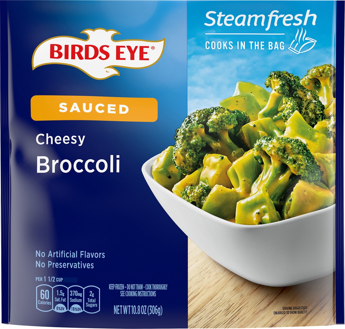 slide 6 of 9, Birds Eye Sauced Cheesy Broccoli, Frozen Vegetable, 