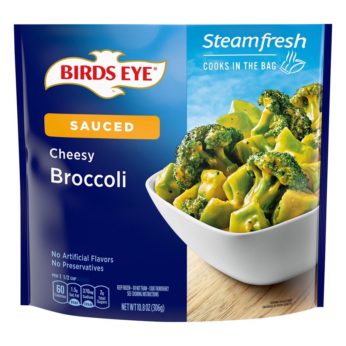 slide 1 of 9, Birds Eye Sauced Cheesy Broccoli, Frozen Vegetable, 