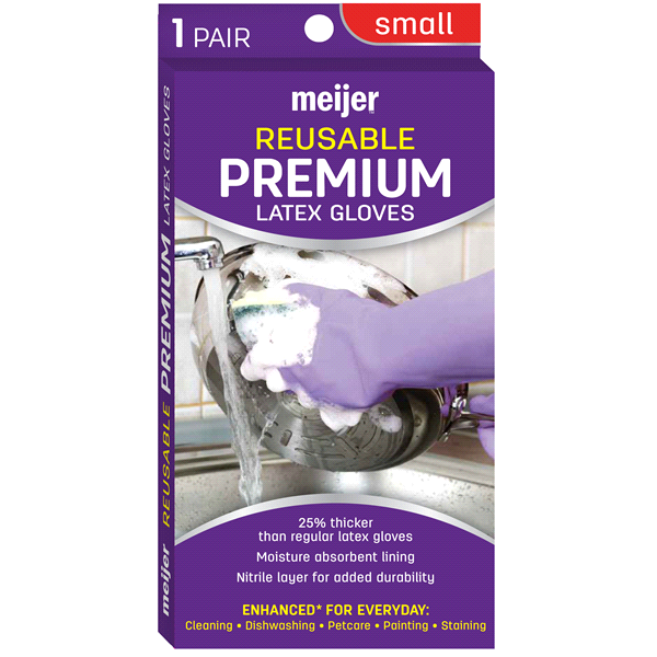 slide 1 of 1, Meijer Premium Latex Gloves, Small, 1 ct